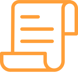 An orange icon resembling a document with lines