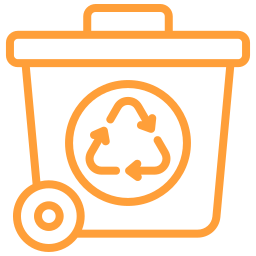 An orange-colored recycle bin icon