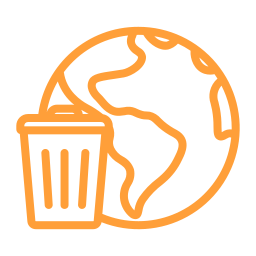 An icon that shows a globe and a trash can